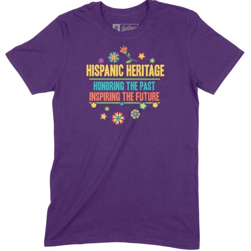 Bold Hispanic Heritage Shirt 2025 in purple with floral design